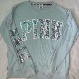 Pink sequin crew neck